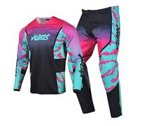 Willbros Pantalones de Jersey Camiseta de Motocross Traje Hombres y Mujeres Bicicleta Todoterreno Juego de Engranajes MX Montar Adultos Azul Rosa (Jersey S Pants 30)