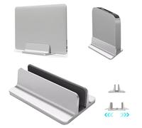 Willdone Soporte Vertical para Laptop, Soporte Ajustable de Aluminio, Soporte de Ahorro de Espacio para MacBook Pro/Air, iPad, Samsung, Huawei, Surface, DELL, HP, Lenovo y Otros (Negro) (Gris)