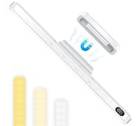 WILLED Luces de cocina de 3 W para debajo del gabinete, luz de espejo amigable con los ojos, luces de cocina debajo del armario de 2000 mAh con pantalla de batería, control de botón para armario