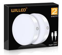 WILLED Regulable Táctil Lámpara Recargable Batería de incorporada de 1000mAh LED Luz Nocturna Imán pegarse on Luz Armario Portátil LED Luces Noche para Gabinete, Guardarropa, Dormitorio, Cocina