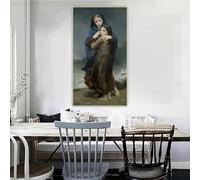 William Adolphe Bouguereau «La tormenta» - Lienzo impreso, pintura al óleo, póster, imagen, fondo de pared, decoración del hogar (55 x 110 cm)