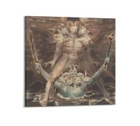 William Blake - Póster decorativo de pared de El gran dragón rojo y la bestia del mar de William Blake para dormitorio, moderno, impresión para el hogar, 40 x 40 cm