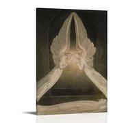 William Blake Works - Póster de Cristo en el Sepulcro con la protección de ángeles, lienzo, pinturas minimalistas para pared, para dormitorio y sala de estar, 50 x 75 cm