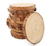 William Craf Rodajas de Madera Diámetro 9-10 cm 12pcs Troncos Madera Decoracion Apto para Pirograbador de Madera, Pintura,Navidad
