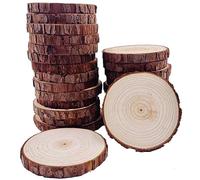 William Craft Rodajas de madera natural sin terminar con corteza, 25 piezas de 3.1 a 3.5 pulgadas, kit de manualidades de madera sin terminar, círculos de madera sin perforar, rebanada de árbol para