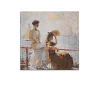 William Merritt Chase - On The Bay - Póster de obras clásicas para pared, lienzo de pergamino, cuadro de pintura para sala de estar, decoración del hogar, 60 x 60 cm