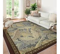 William Morris 100x150 Lavable Alfombra Resistente a Las Manchas Neutral Acanthus Leaf Area Alfombrilla for Salon Antideslizante Backing Vintage botanico Tapete Dormitorio Folable Non Shedding