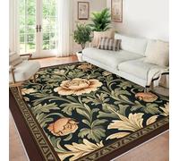 William Morris 60x90 Lavable Area Alfombra for Salon Beige Peony Soft Dormitorio Alfombrilla Thin Antideslizante Manchas Resistance Comedor Sage Green Leaf Tapete habitacion Infantil Office