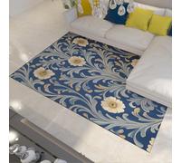William Morris Alfombra 100x150 de área para salón Alfombrilla Floral Azul Marino Lavable a máquina Tapete Vintage Hojas Neutras Interior Ultra Suave Dormitorio Comedor Entrada Cocina