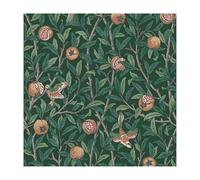 William Morris At Home Bird & Pomegranate Deep Green Papel pintado no tejido, 10 m x 52 cm, fácil de poner y quitar, 1005 x 52 cm