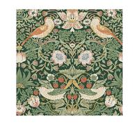 William Morris At Home Strawberry Thief Rich Green Papel pintado, 10 m x 52 cm, fácil de poner y quitar, 1005 x 52 cm