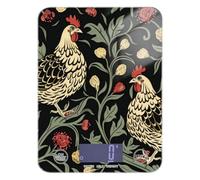 William Morris - Báscula digital pequeña de pollo rojo oscuro y negro, fácil de limpiar, 11 libras/0 18 onzas, 5 kg/5 g (Escenario), báscula digital de cocina con 4 unidades para hornear, hornear