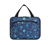 William Morris - Bolsa de maquillaje colgante con diseño floral azul con gancho, estuche de maquillaje plegable para viajes, imprescindible para cruceros, maleta para maquillaje, William Morris Style