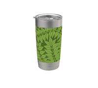 William Morris Branch Patrón botánico Hojas de bosque floral Vaso térmico de acero inoxidable de doble pared