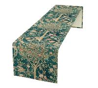 William Morris - Camino de Mesa con diseño Original de Flores Vintage con Estampado botánico Verde, Camino de Mesa para decoración de Mesa de Comedor, 33 x 152 cm