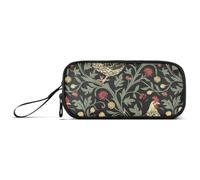 William Morris - Estuche grande de nailon para niñas, diseño de pollo, color rojo oscuro y negro