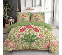 William Morris - Funda de edredón (160 x 200 cm), diseño de flores, color verde suave, cómodo, microfibra, funda nórdica con cremallera y funda de almohada