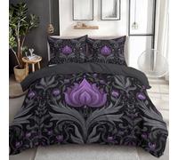 William Morris - Funda nórdica de flores góticas (90 x 200 cm, funda de edredón de 2 piezas, impresión de microfibra, color negro, funda nórdica con cremallera para niños y adolescentes
