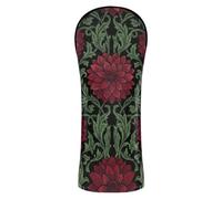 William Morris - Fundas para cabeza de palo de golf, diseño de dalias rojas, fondo negro, con etiquetas de números para conductor/madera de Fairway/cubierta híbrida para cabeza de conductor