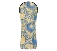 William Morris - Juego de fundas para cabeza de palo de golf, color amarillo y azul, de piel de primera calidad, impermeable, con etiquetas de números para conductor, fundas híbridas de madera de