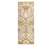 William Morris Pink Lily - Esterilla de yoga fina de 1 mm para ejercicio impresa, antideslizante, toalla mate para yoga, antideslizante, caliente, con bolsas, 180 x 66 cm