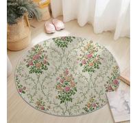 William Morris Rosas Vides Alfombras Redondas Antideslizantes 150 Cm Beige Suave, Lavable A Máquina, Alfombras De Suelo Que No Se Desprenden para Dormitori