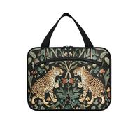 William Morris S Design - Bolsa colgante de leopardo para viajar con gancho, estuche de maquillaje lavable para viajes, artículos imprescindibles para cruceros, William Morris S Design Leopard, L