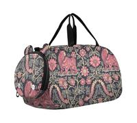 William Morris Style Bear Peach - Bolsa de lona para gimnasio, con compartimento para zapatos, gran capacidad, para viajes, natación, baile, ballet, William Morris Style Bear Peach Dark Blue, Moderno