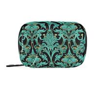William Morris Style - Bolsa médica de cachemira turquesa con compartimentos desmontables, organizador portátil, estuche de viaje