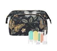 William Morris Style - Estuche de maquillaje con diseño de mariposas, bolsa de almacenamiento ligera para mujer, cartera para dinero en efectivo para artículos de tocador, kit de viaje, bolsas