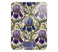 William Morris Style Iris Flowers Pattern - Báscula de fácil limpieza para alimentos, peso de 11 libras/0 18 onzas, 5 kg/5 g (Escenario), báscula de peso pequeño en gramos con 4 unidades para espresso