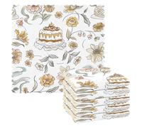 William Morris Style Simple Lines, lindo pastel de cumpleaños floral nuevo hogar toallas de cocina y paños de cocina de rizo toallas de cocina para el hogar toallas para la cocina 28 x 28 cm, juego de
