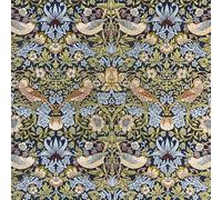 William Morris Tela para tapiz, patrón floral tradicional clásico, mezcla de algodón y poliéster, 140 cm de ancho, material de tapicería para cortinas, cojines y muebles (ladrón de fresas, azul marino