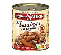 William Saurin - Deliciosa salchicha con lentejas enlatadas - 840 g - Paquete de 4