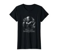 William Shakespeare Bardo De Verso Atemporal Camiseta gráfica económica, Mujer, Negro, XS