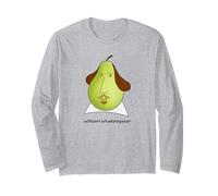 William Shakespeare, Divertido Escritor Actor Poeta Bardo en Forma de Pera Manga Larga