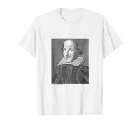 William Shakespeare Retrato Teatro Escritor Histórico Camiseta gráfica económica, Hombre, Blanco, L