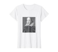 William Shakespeare Retrato Teatro Escritor Histórico Camiseta gráfica económica, Mujer, Blanco, L