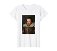 William Shakespeare Retrato Teatro Escritor Histórico Camiseta gráfica económica, Mujer, Blanco, M