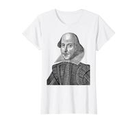 William Shakespeare Retrato Teatro Escritor Histórico Camiseta gráfica económica, Mujer, Blanco, XS