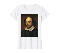 William Shakespeare Retrato Teatro Escritor Histórico Camiseta gráfica económica, Mujer, Blanco, XS