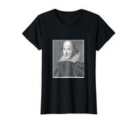 William Shakespeare Retrato Teatro Escritor Histórico Camiseta gráfica económica, Mujer, Negro, L