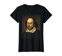 William Shakespeare Retrato Teatro Escritor Histórico Camiseta gráfica económica, Mujer, Negro, S