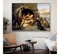 William Waterhouse Diógenes 1860 Filósofo griego con perros Arte Lienzo Impresiones Pintura Póster Imágenes Decoración de habitación (70x100cm/Sin marco)