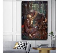 William Waterhouse "La Bella Dama Sin Misericordia", lienzo impreso, pintura estética para pared, decoración del hogar (80 x 110 cm/sin marco)