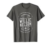 Willie Nelson American Legend Oficial Camiseta, Hombre, Asfalto, 6XL