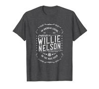 Willie Nelson American Legend Oficial Camiseta, Hombre, Jaspeado Oscuro, 6XL