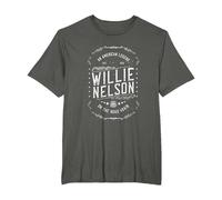 Willie Nelson American Legend Oficial Camiseta, Hombre Tallas Grandes, Asfalto, 6X Alto