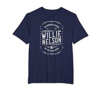 Willie Nelson American Legend Oficial Camiseta, Hombre Tallas Grandes, Azul Marino, 2X Alto