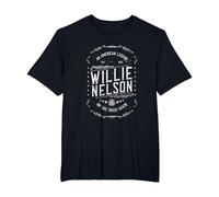 Willie Nelson American Legend Oficial Camiseta, Hombre Tallas Grandes, Negro, 2X Alto